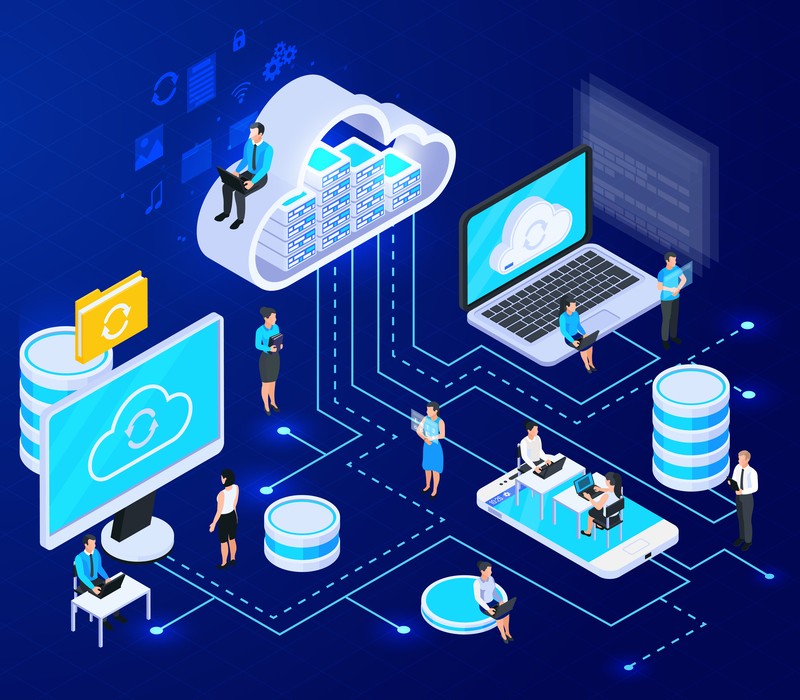 Cloud Networking Isometric Composition